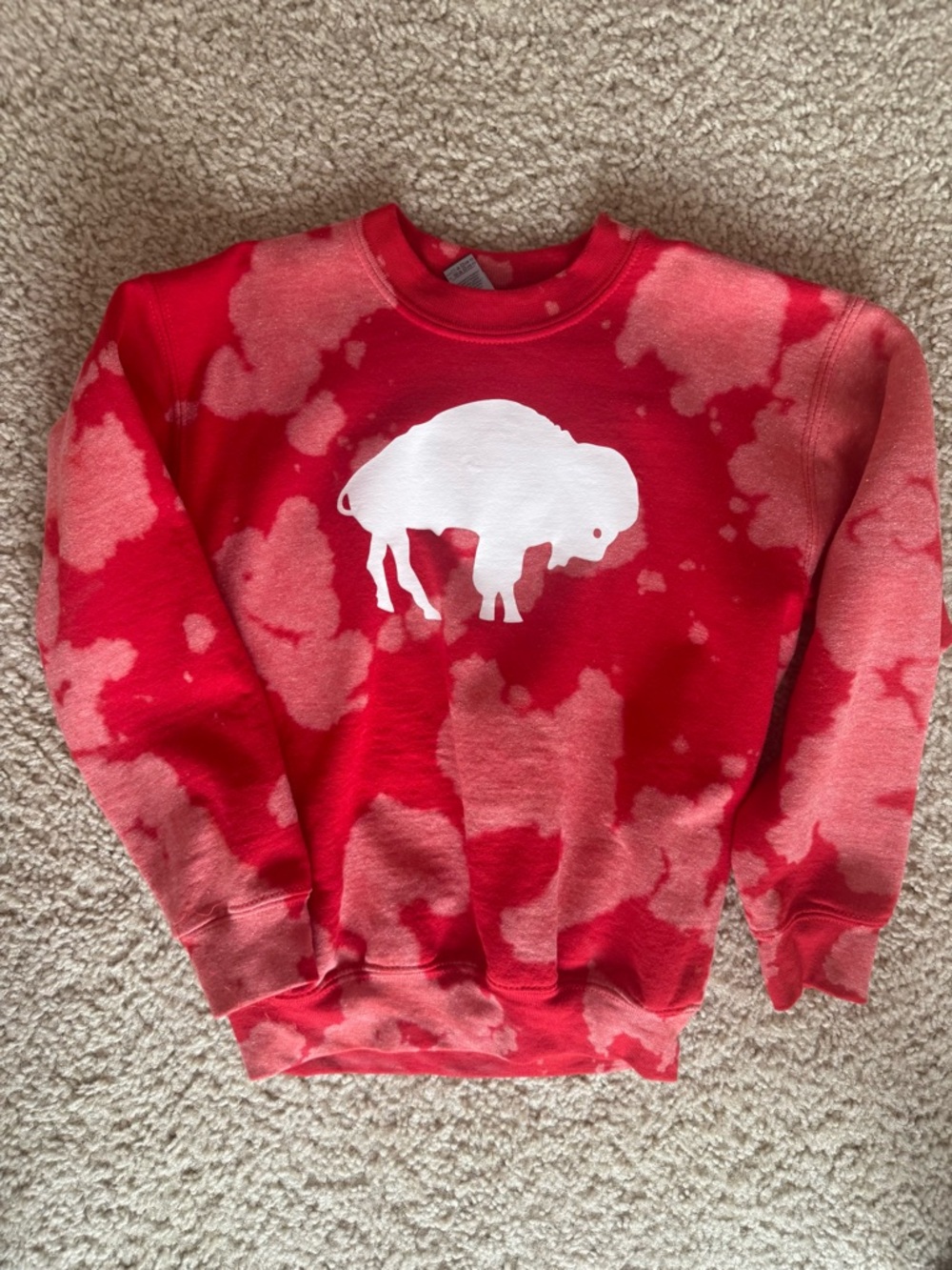 Buffal Red Crewneck Sweatshirt with White Buffalo Graphic